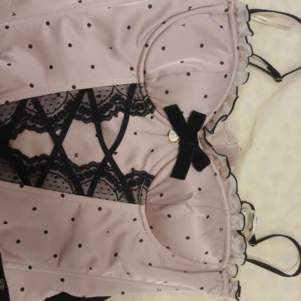 Polka Dot Lace Bustier Corset - Blush Pink